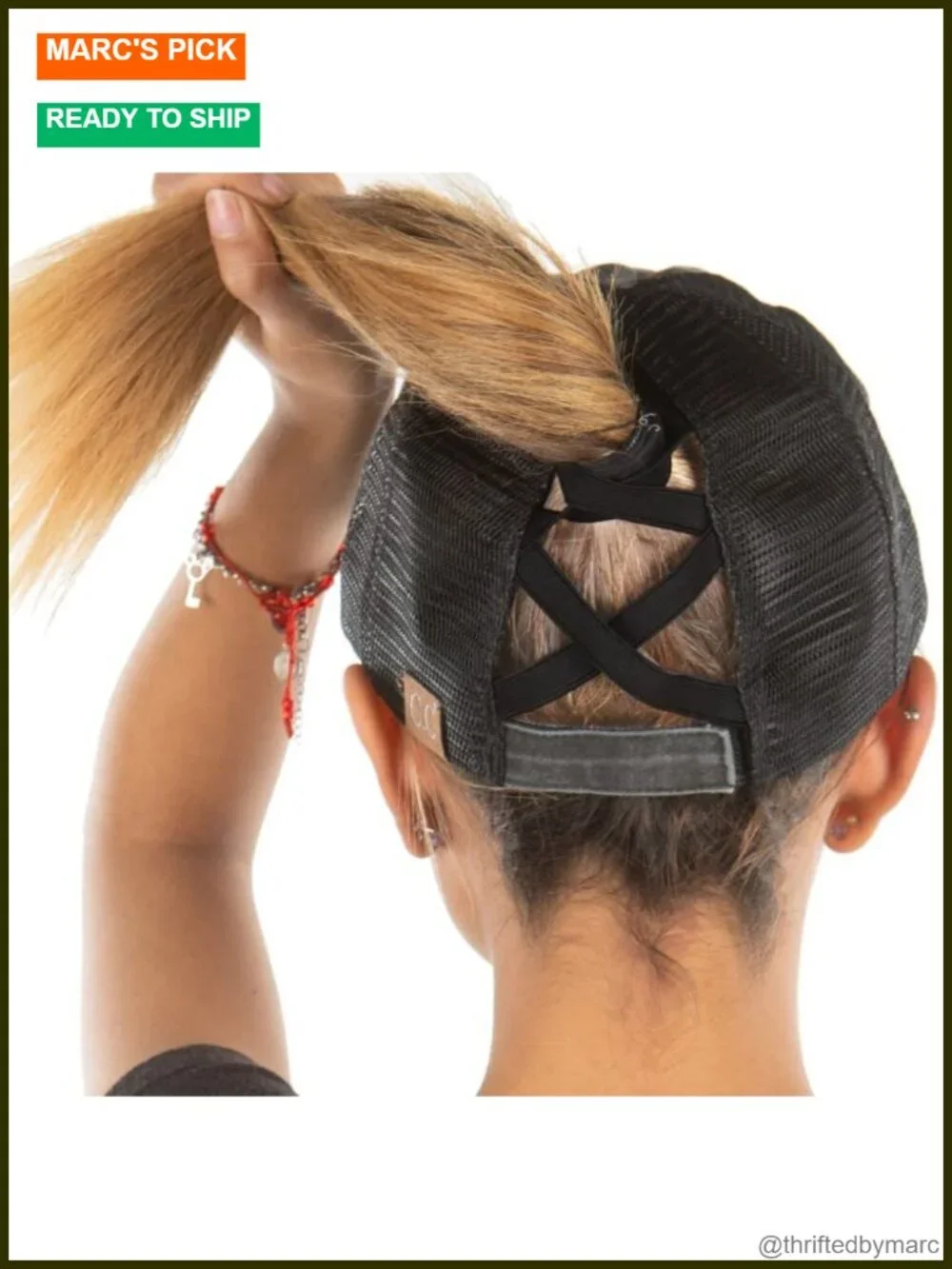 Women's Baseball Cap with Ponytail Slot, Adjustable Fit, Criss Cross Back